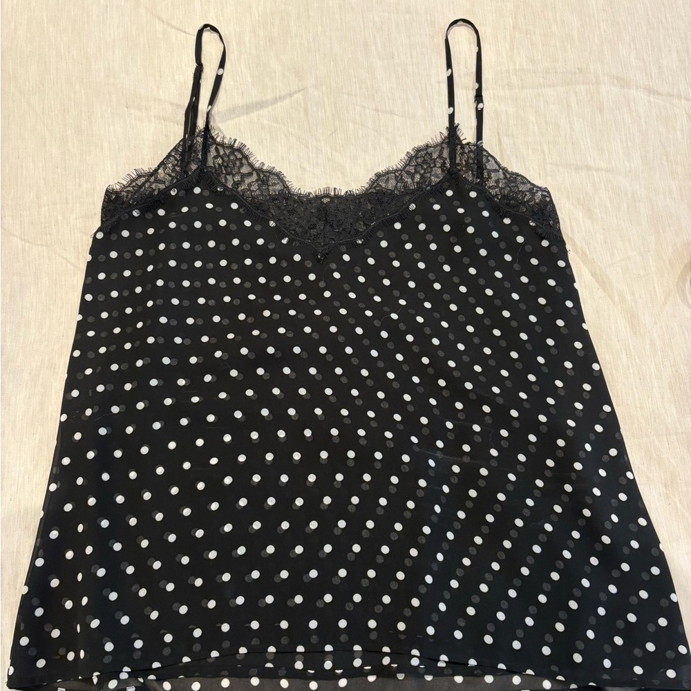 The Kooples Black and White Fitted Crop Camisole